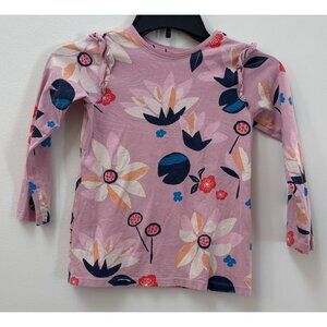Tea Collection Girls Long Sleeve Floral Print Top 100% Cotton Pink & Multicolor